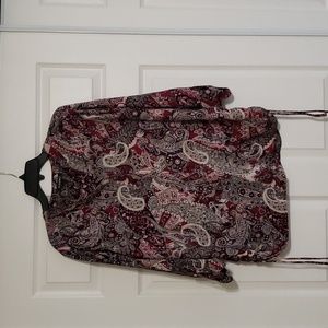 Roz and Ali Dress Barn burgundy paisley blouse, 1X